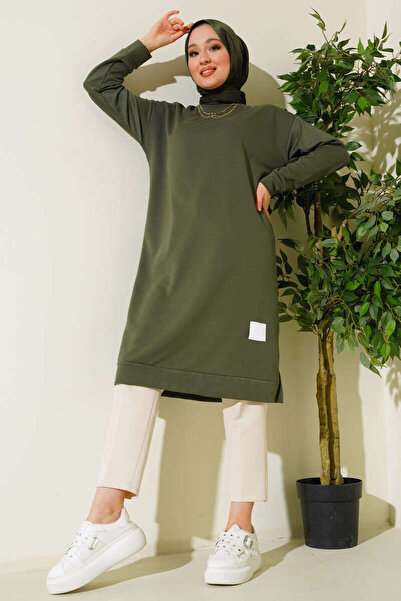 YAZGI MODA Arma Detaylı Uzun Tunik Haki