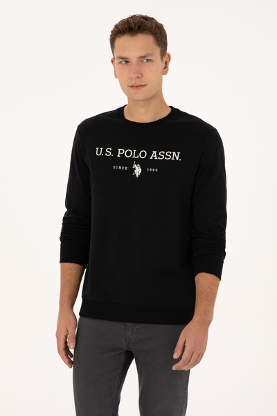 U.S. Polo Assn. Erkek Regular Fit Bisiklet Yaka Siyah İnce Basic Sweatshirt 5...