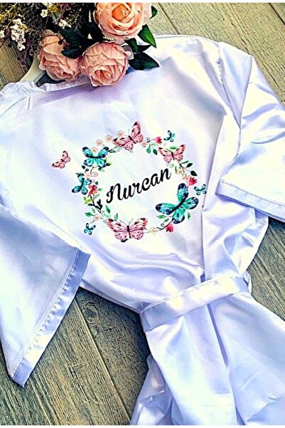 bridebyvictoria (İSMİNİZİ YAZIYORUZ) İsim Yazılı Kelebek Detaylı Beyaz Saten ...