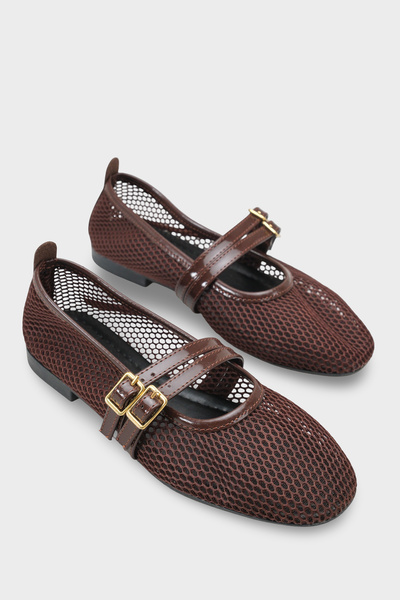 Capone Outfitters Γυναικείες μπαλαρίνες June με διπλό λουράκι, διχτυωτό, στρο...