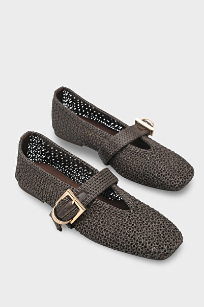 Capone Outfitters Audre Ръчно плетена сламена кожа с подплата Дамска балеринки