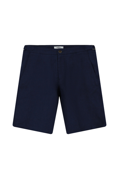 Kiğılı Regular Fit Standart Kesim Tokalı Keten Bermuda Şort