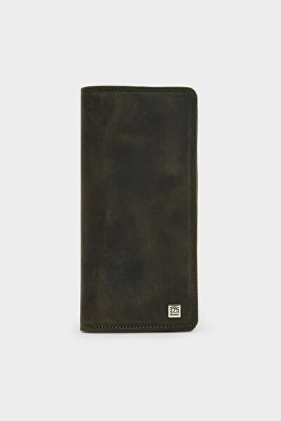 D'S Damat Ds Damat Khaki 100% Genuine Leather Long Wallet with Phone Compartment
