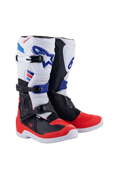 Alpinestars TECH 3 Kros Motosiklet Botu Kırmızı Mavi
