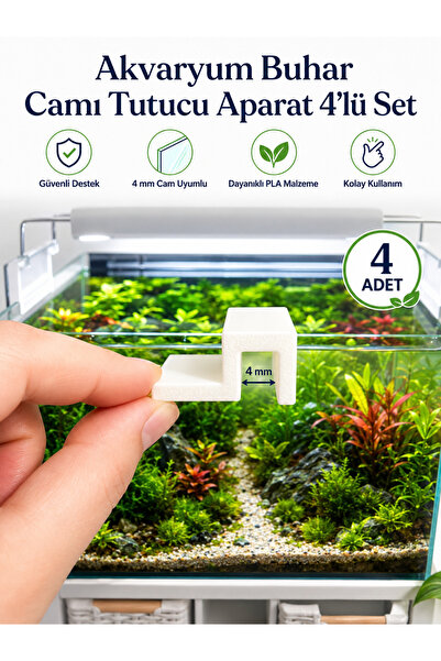 Mabs Tech Akvaryum Buhar Camı Tutucu - Kenar Aparatı 4’lü Set – 4mm/6mm/8mm/10mm Seçeneği