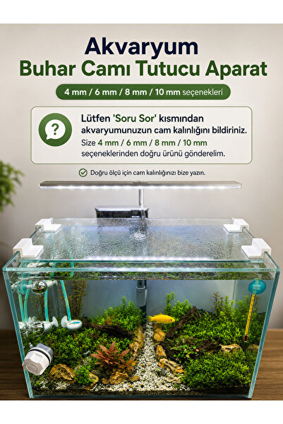 Mabs Tech Akvaryum Buhar Camı Tutucu - Kenar Aparatı 4’lü Set – 4mm/6mm/8mm/1...