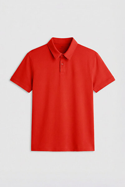 TOMMY LIFE Ανδρικό μπλουζάκι με κόκκινο τυπικό γιακά Basic Polo - 87768