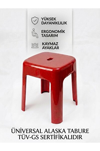 Saban Kırmızı, Plastik Alaska Model Sağlam Tabure 36x36x46cm