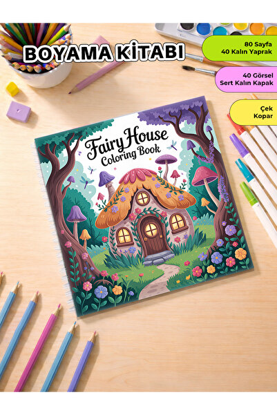 metafortoys Fairy House Boyama Kitabı Cozy Book – 21x20 cm I 40 Görsel I Çocu...