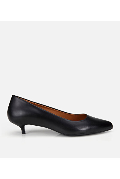 Hotiç Women's Leather Black Short Heeled Classic Stiletto