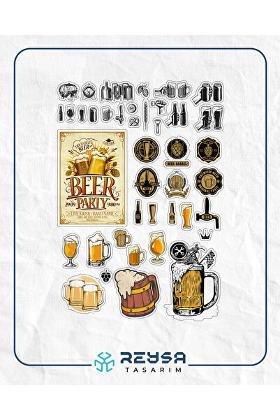 Reysa Tasarım Beer Sticker Set 27 Parça Telefon, Tablet, Defter, Laptop Sticker