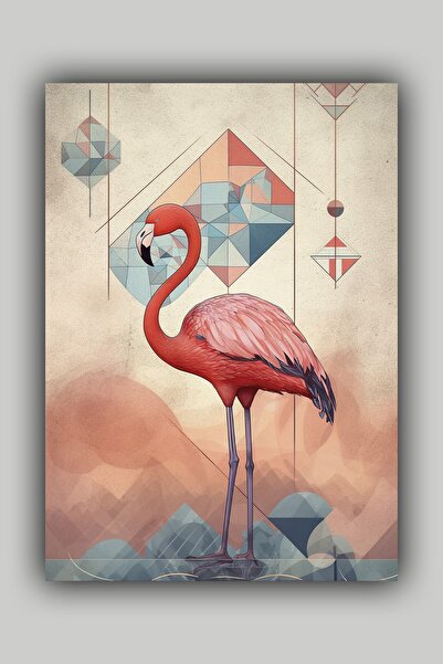 Luna Marissa Αφίσα τοίχου χωρίς πλαίσιο με αφίσα Geometry Art Flamingo