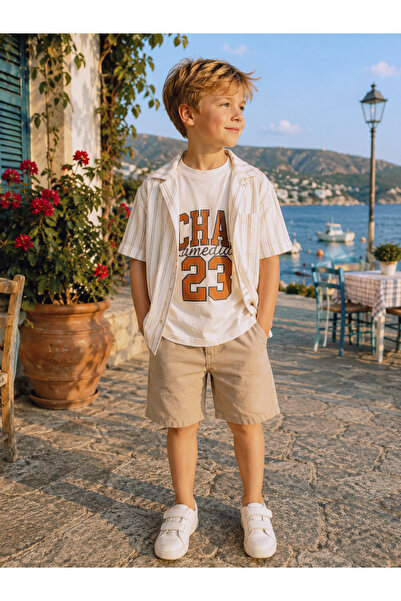 Melodikids Boys' T-Shirt-Shirt-Shorts 3-Piece Set