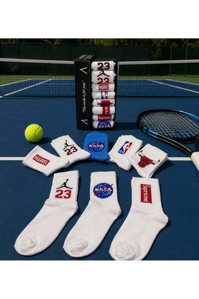 AyganStore 8'li Unisex Çok Renkli Kolej Tenis Spor Çorap Seti