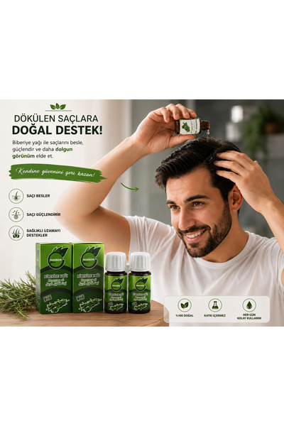 navaem new %100 dogal 20 ml Biberiye Yağı Saç Dökülmesine Karşı Doğal Çözüm 2'Li