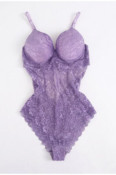 FNC design Kadın Destekli Balenli Dantelli Büstiyer Bodysuit