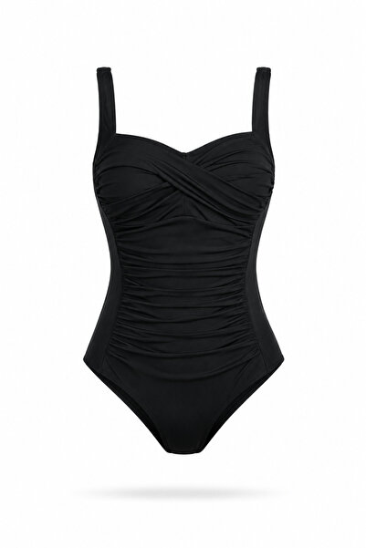 Salt & Sandy Recovery Draped Black Swimsuit – Adjustable Strap, Stylish and S...