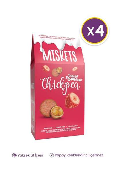 Miskets Beyaz Çikolatalı Yoğurt ve Çilek Aromali Leblebi Draje 80 G x 6 Adet