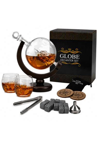 OEM Set decantor whisky glob pamantesc Epique, 850 ml, 2 pahare si accesorii,...