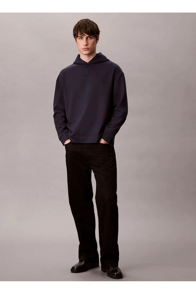 Calvin Klein Mavi Erkek Kapüşonlu Normal Sweatshirt LV04LD211GCEF_LS STRETCH ...
