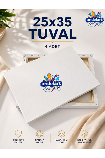 andelart 25x35 Cm 4 Adet Astarlı Mini Etkinlik ve Resim Tuvali