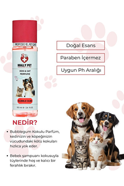 MALLY PET PROFESSIONEL PET CARE Bubble Gum Kokulu Kedi ve Köpek Parfümü 100 Ml