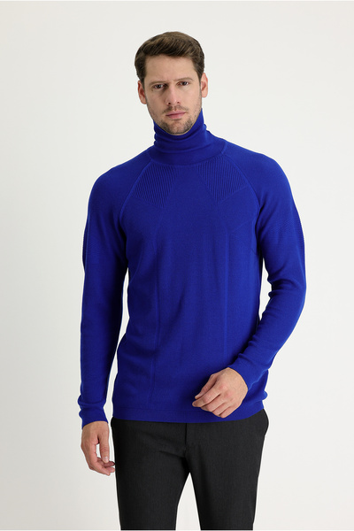 Kiğılı Pulover din bumbac cu model, slim fit, cu gât roscat