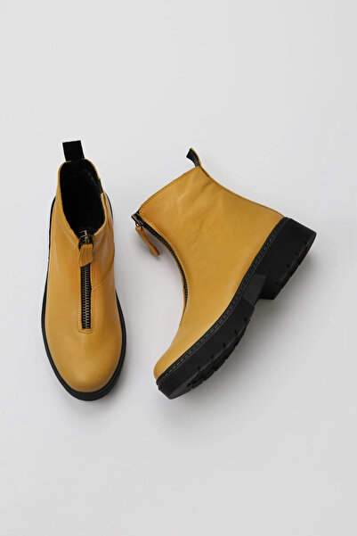 Bueno Shoes حذاء نسائي مسطح من الجلد باللون الأصفر 01wr4903