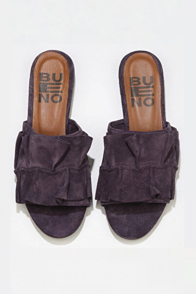 Bueno Shoes Papuci plati pentru femei din piele intoarsa mov 01wn1908