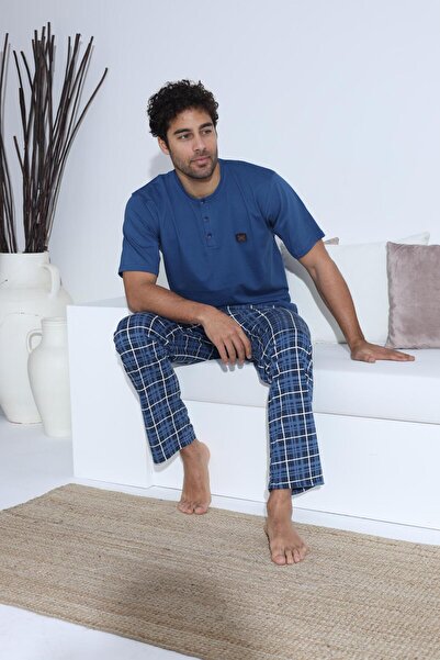 Pemilo Men's 70034 Short Sleeve Lapel Buttoned Pajama Set