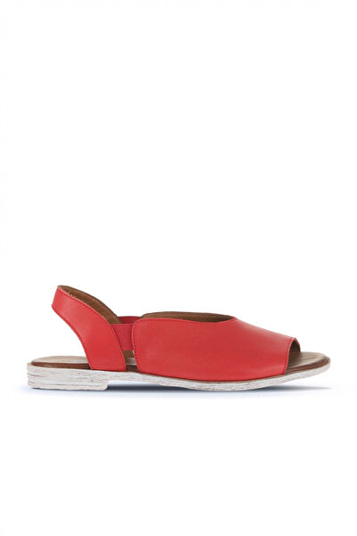 Bueno Shoes Sandale plate de damă din piele roșie 01wa3007