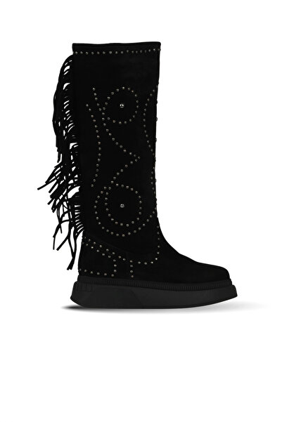 Bueno Shoes Black Suede Women's Flat Boots 30Wc5024599