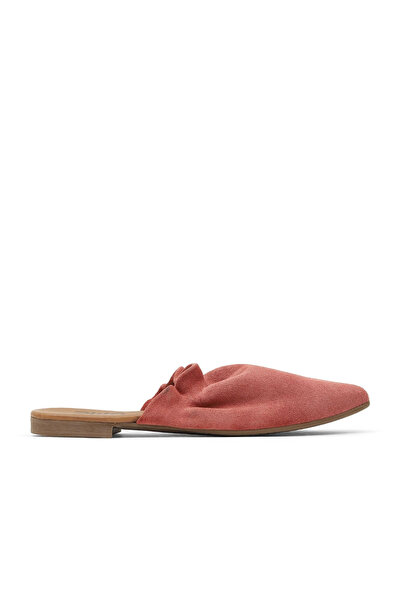 Bueno Shoes Papuci plati pentru femei din piele intoarsa cu flori de rodie 01...
