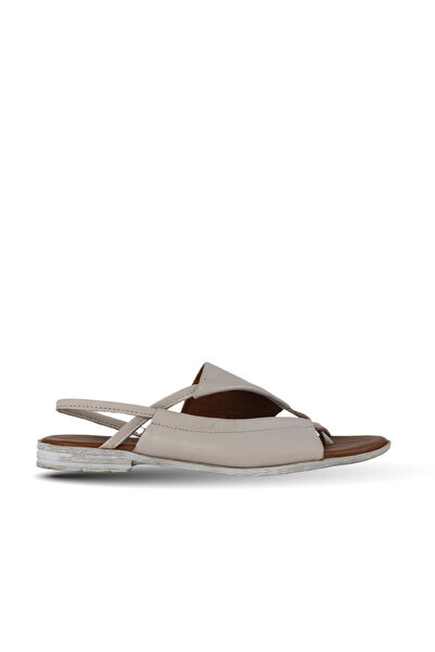 Bueno Shoes Sandale plate de damă din piele gri 01we2300