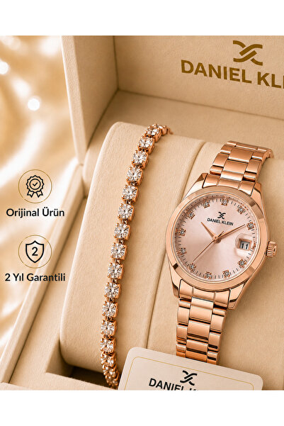 Daniel Klein Kadın Kol Saati Rose Gold Çelik Kordon Bileklik Hediyeli 2 Yıl G...