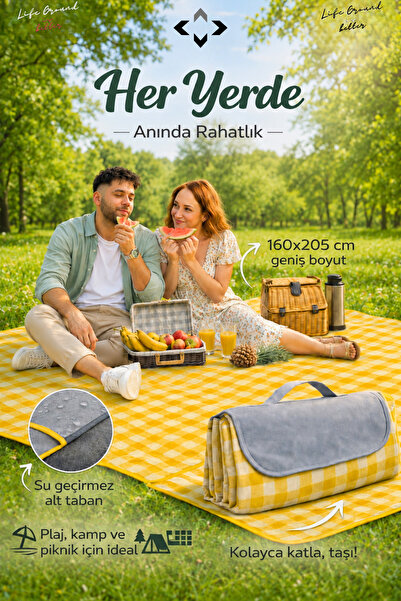 LİGROUND Kendinden Çantalı Katlanabilir Çok Amaçlı Piknik Örtüsü Kamp Matı Su...