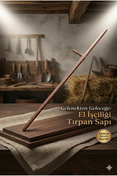 StoreYVZ Tırpan Sapı Takımı - Ahşap Sap, Elcik, Bilezik Ve Alyan