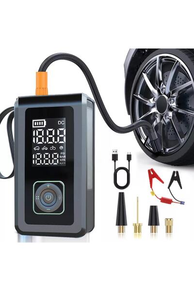 auhma A7700 4'ü 1 Arada Akü Takviye, Şarjlı Hava Pompası, Powerbank ve Dijita...