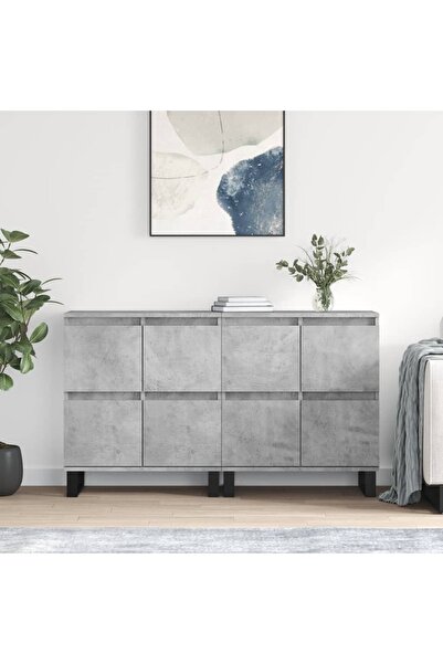 Concept Servante, 2 piese, gri beton, lemn prelucrat