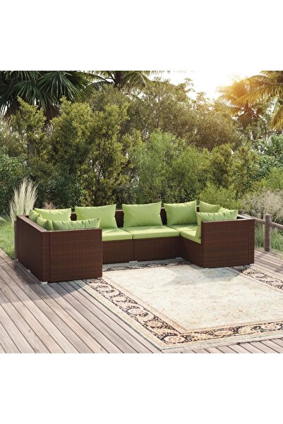 Concept Set mobilier de grădină cu perne, 6 piese, maro, poliratan