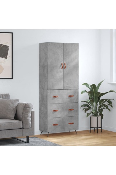Concept Dulap înalt, gri beton, 69,5x34x180, lemn compozit