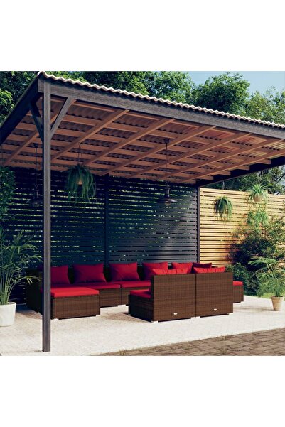Concept Set mobilier de grădină cu perne, 9 piese, maro, poliratan