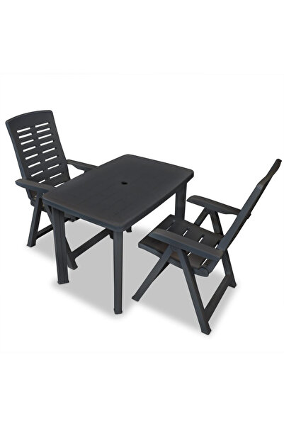 Concept Set mobilier bistro, 3 piese, antracit, plastic