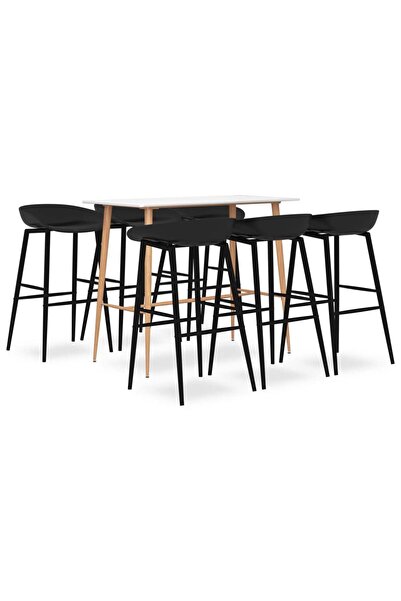 Concept Set mobilier de bar, 7 piese, alb și negru