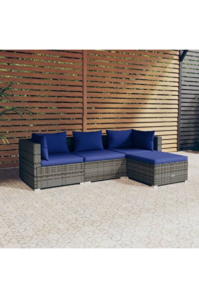 Concept Set mobilier de grădină cu perne, 4 piese, gri, poliratan