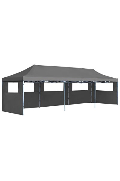 Concept Cort petrecere pliabil cu 5 pereți laterali, antracit, 3 x 9 m