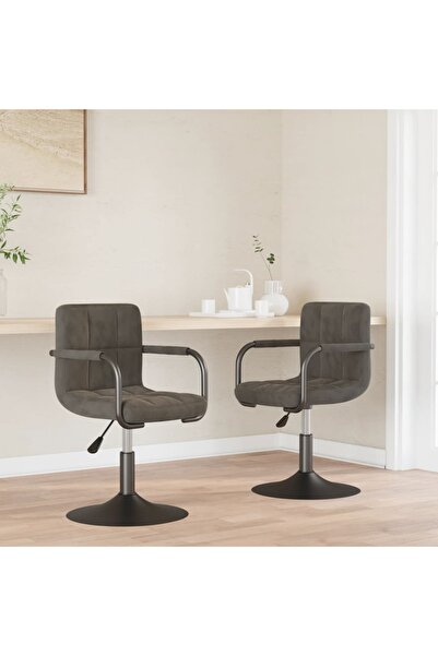 Concept Scaune rotative de bucătărie, 2 buc, gri închis, catifea