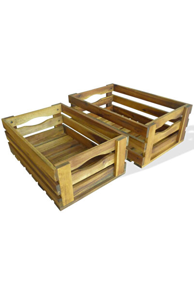 Concept Set lăzi de mere 2 buc. Lemn masiv de salcâm
