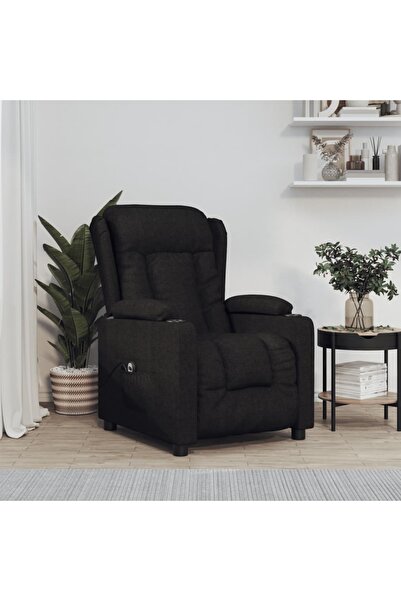 Concept Fotoliu rabatabil electric, negru, material textil