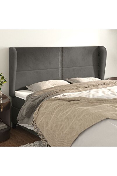 Concept Tăblie de pat cu aripioare gri închis 183x23x118/128 cm catifea